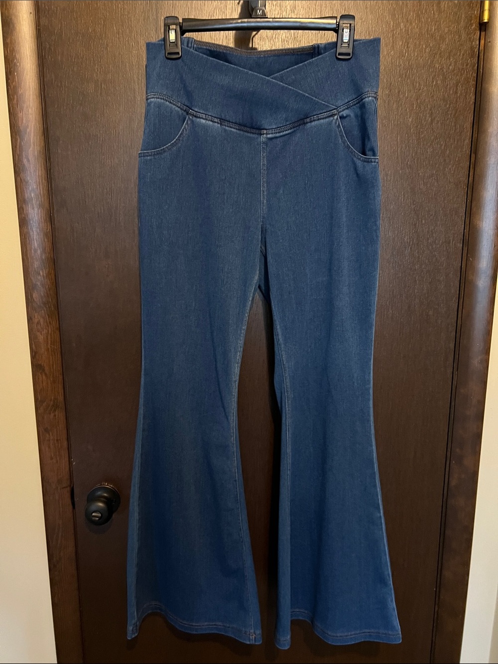 HALARA Flex Denim Indigo High-Waist Flared Wide-Leg Jeans
